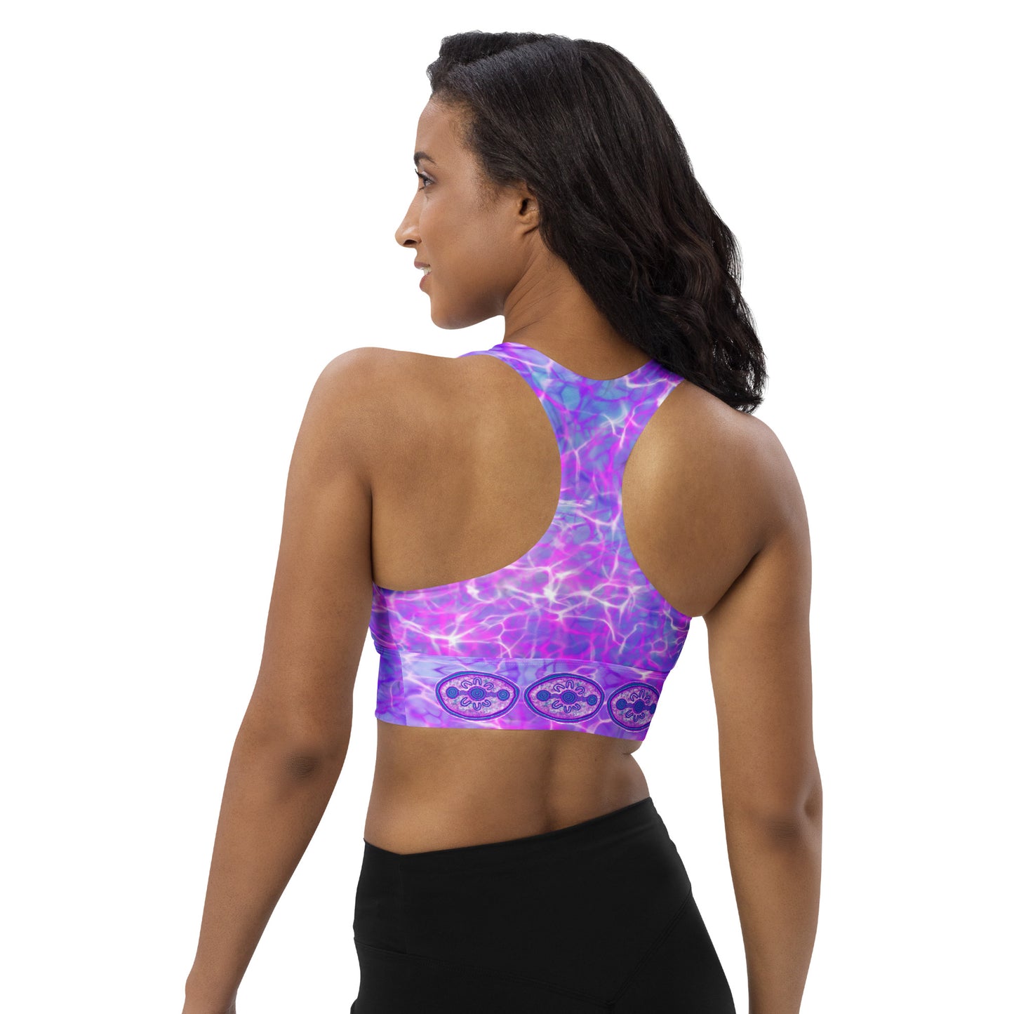 Purple Water Dreaming Longline sports bra