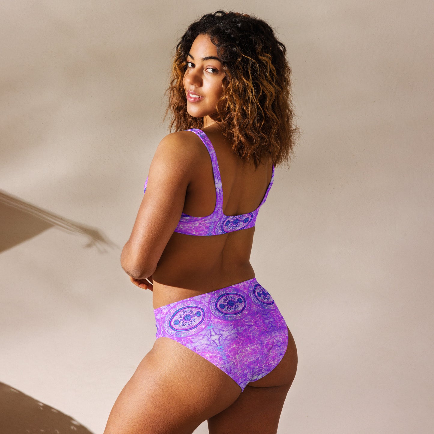 Purple Water Dreaming Recycled high-waisted bikini