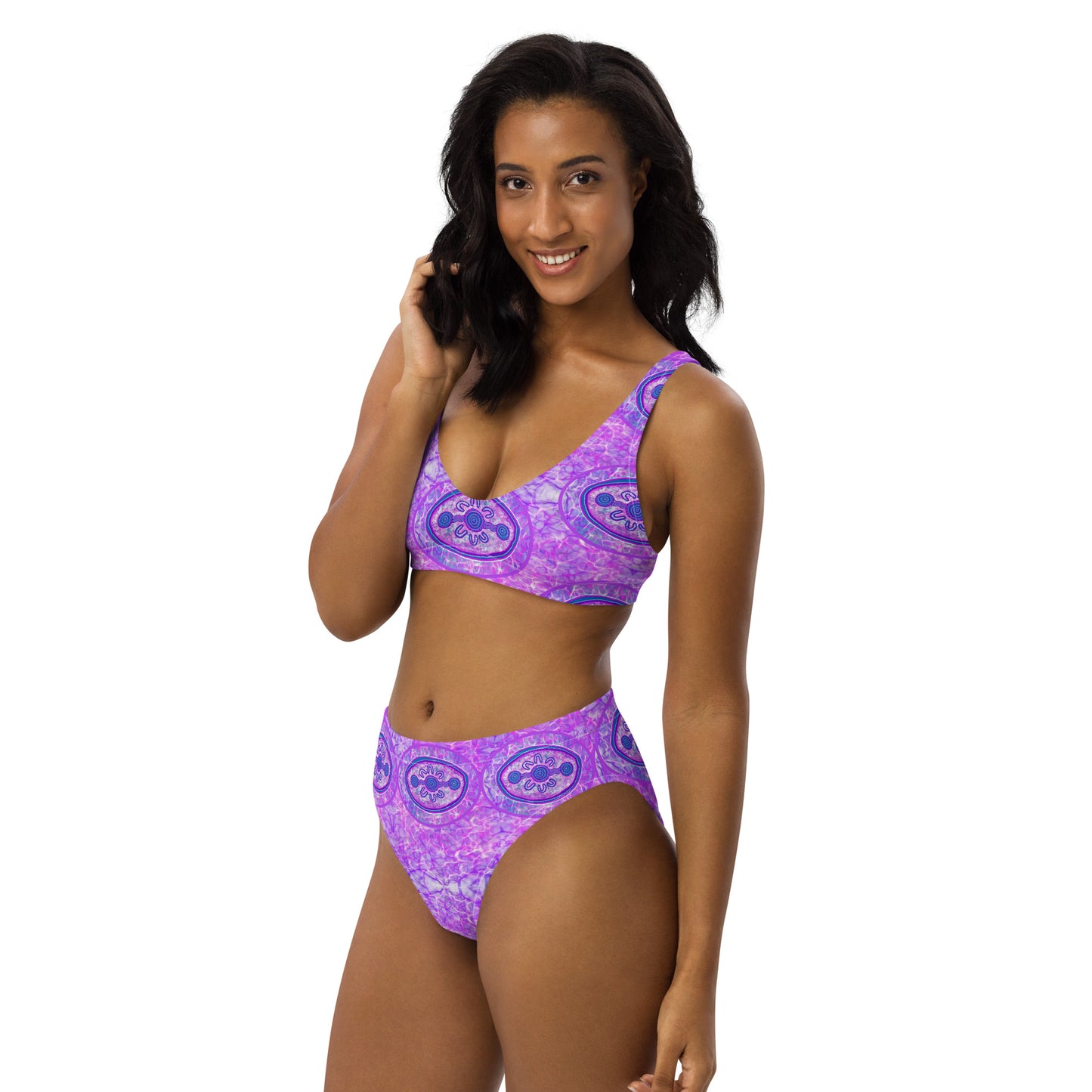 Purple Water Dreaming Recycled high-waisted bikini