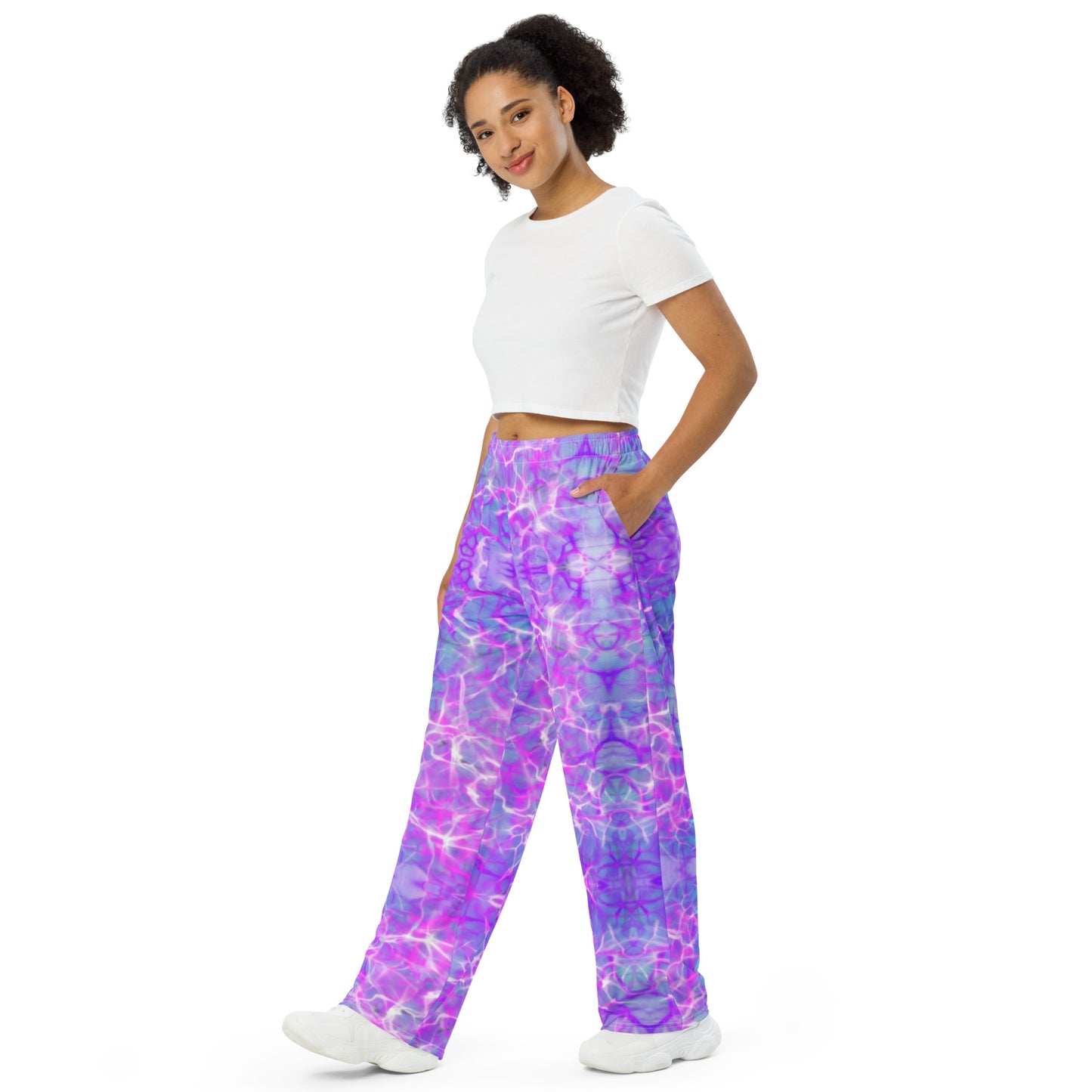 Purple Water Dreaming All-over print unisex wide-leg pants