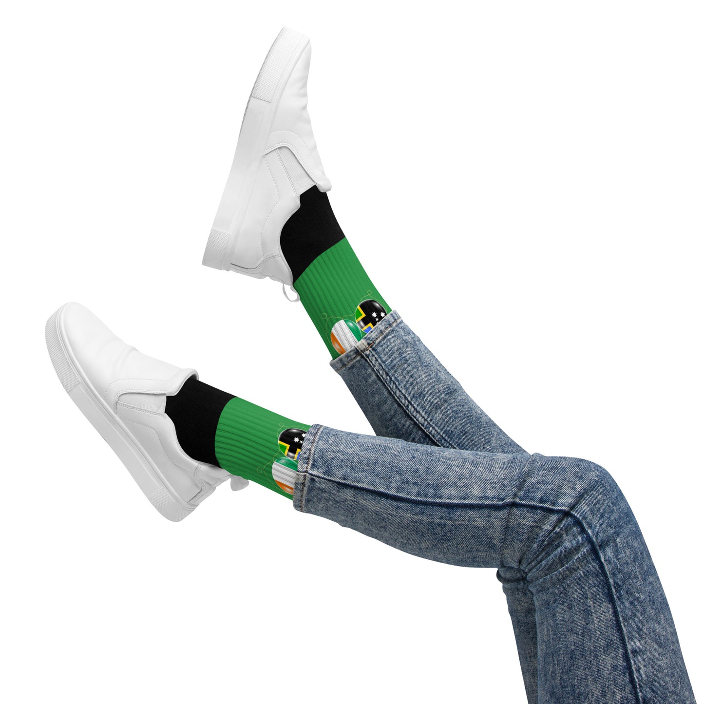 Australian South Sea Islander (ASSI) & Irish flag Socks St Patricks Day edition