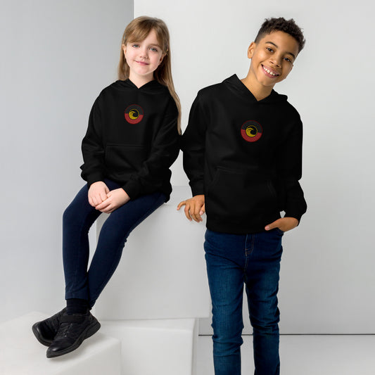 Aboriginal Flag Wave Embroidered Kids fleece hoodie