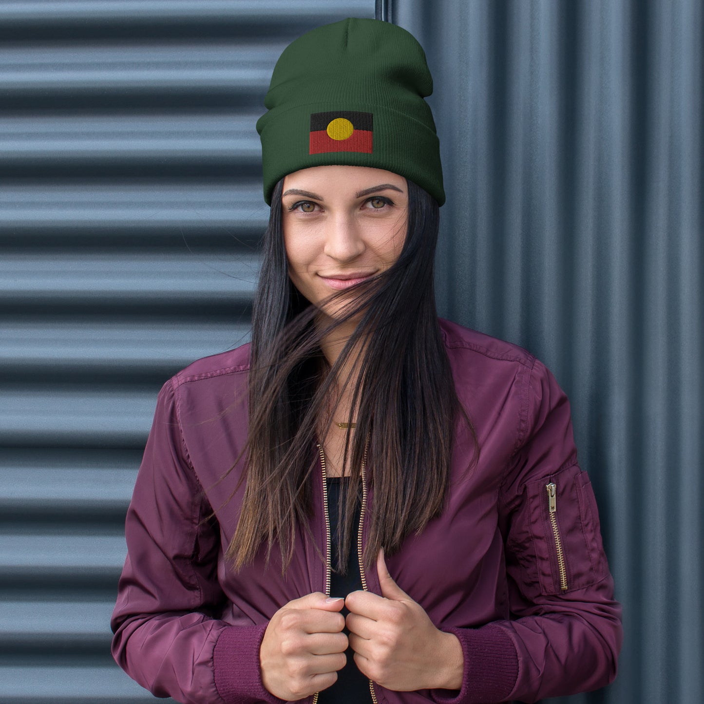 Aboriginal Flag Embroidered Beanie