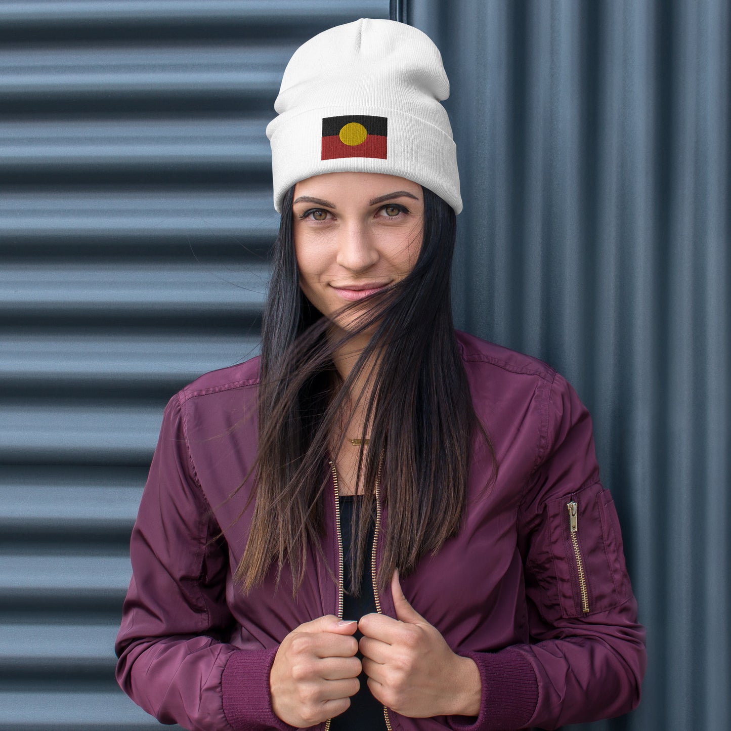 Aboriginal Flag Embroidered Beanie