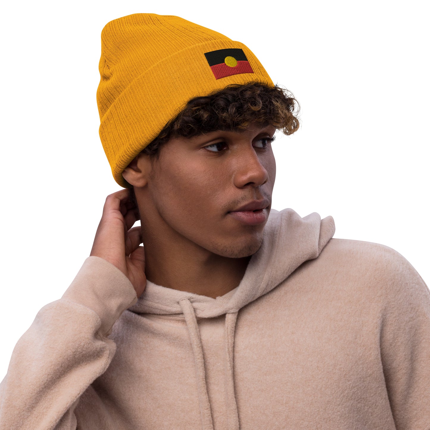 Aboriginal Flag Ribbed knit beanie