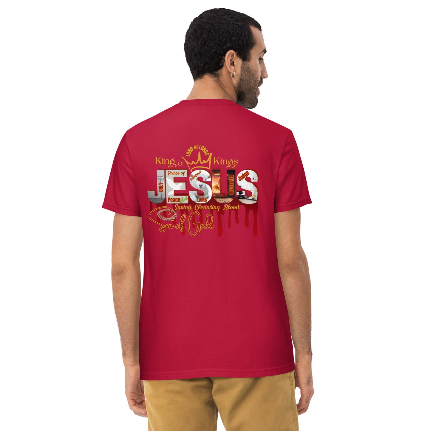 Jesus Saviour King - Unisex garment-dyed pocket t-shirt