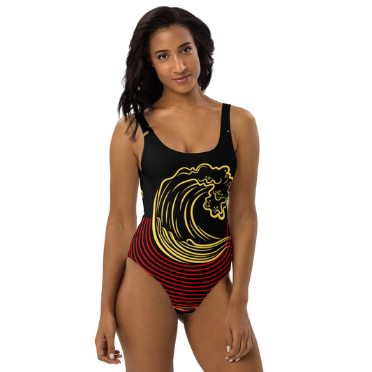 Aboriginal Flag Wave One-Piece Swimsuit